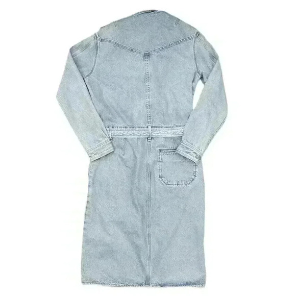 Rag & Bone Mia Belted Midi Jeans Dress Denim Chambray Blue Large L Button Up NEW - Picture 3 of 6